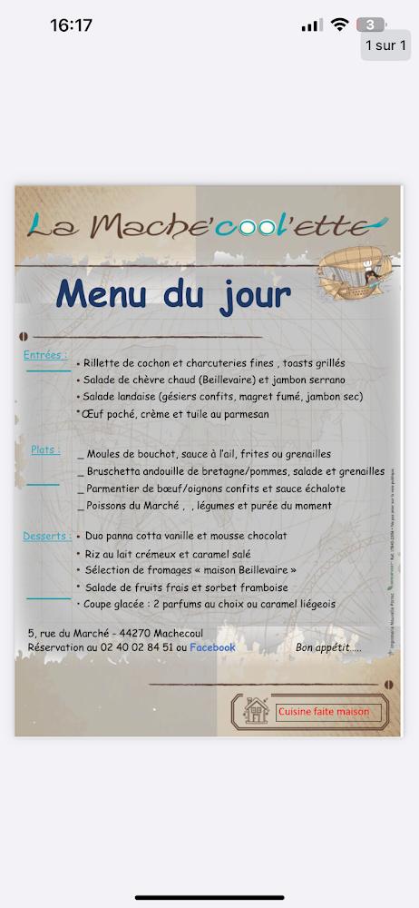 La Mache'cool'ette - Menu Image 1
